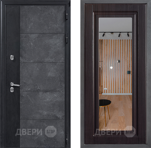 Дверь Дверной континент ДК-15 Бетон ТЕРМО ФЛЗ Зеркало Венге в Химках