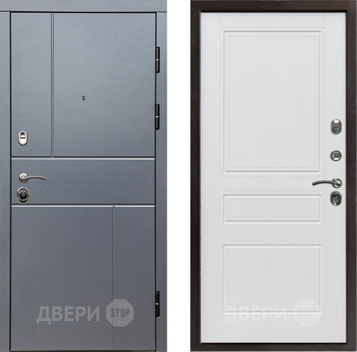 Входная металлическая Дверь Престиж Горизонт Грэй Классика Белое дерево в Химках