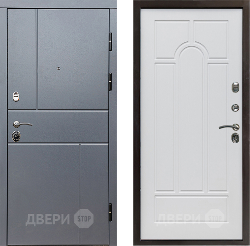 Входная металлическая Дверь Престиж Горизонт Грэй Арка Белое дерево в Химках