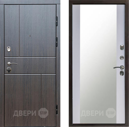 Входная металлическая Дверь Престиж Горизонт Венге Зеркало Белый софт в Химках