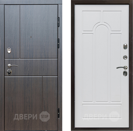 Входная металлическая Дверь Престиж Горизонт Венге Арка Белое дерево в Химках