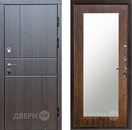 Входная металлическая Дверь Престиж Горизонт Венге Зеркло Пастораль Дуб в Химках