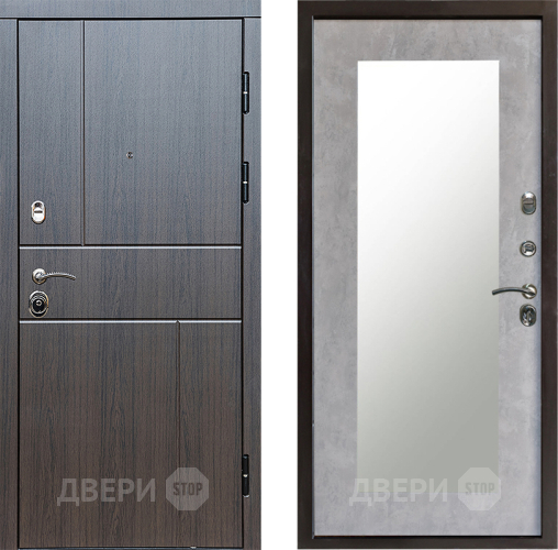 Входная металлическая Дверь Престиж Горизонт Венге Зеркло Пастораль Бетон светлый в Химках