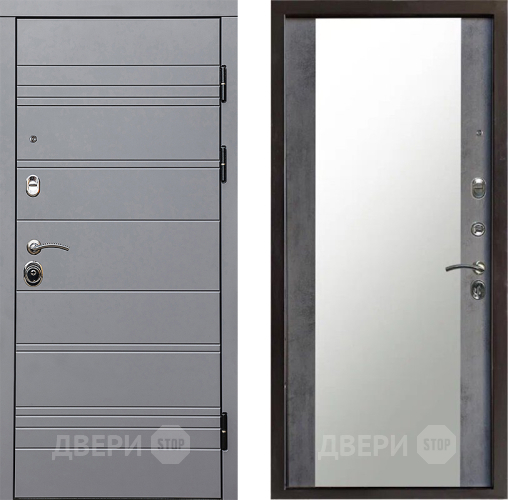 Дверь Престиж Линия Грэй Зеркало Бетон темный в Химках