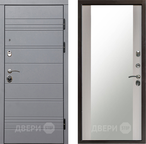 Входная металлическая Дверь Престиж Линия Грэй Зеркало Лиственница белая в Химках
