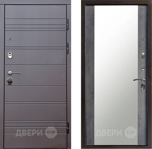 Дверь Престиж Линия Браун Зеркало Бетон темный в Химках