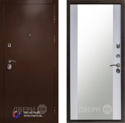 Дверь Престиж Медь Зеркало Белый софт в Химках