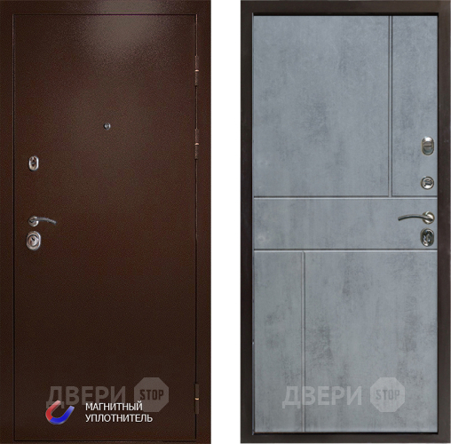 Входная металлическая Дверь Престиж Медь Горизонт Бетон темный в Химках