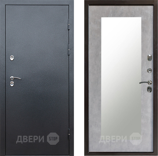 Входная металлическая Дверь Престиж TERMO с терморазрывом Снегирь Серебро Зеркало пастораль Бетон светлый в Химках