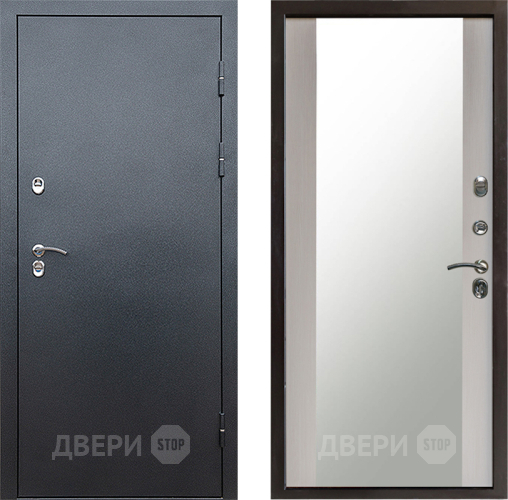 Входная металлическая Дверь Престиж TERMO с терморазрывом Снегирь Серебро Зеркало Лиственница белая в Химках