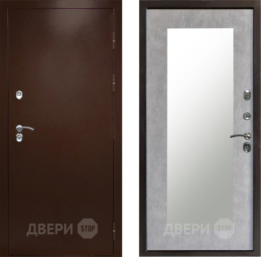 Входная металлическая Дверь Престиж TERMO с терморазрывом Снегирь Медь Зеркало пастораль Бетон светлый в Химках