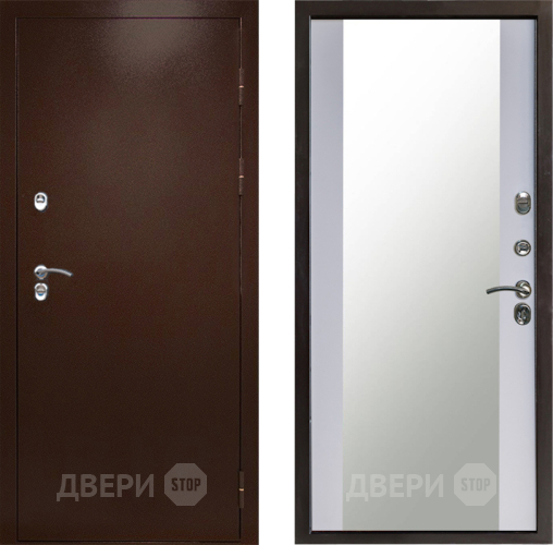 Дверь Престиж TERMO с терморазрывом Снегирь Медь Зеркало Белый софт в Химках