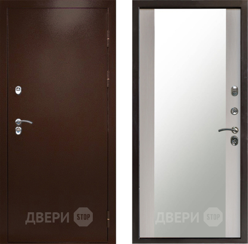 Входная металлическая Дверь Престиж TERMO с терморазрывом Снегирь Медь Зеркало Лиственница белая в Химках