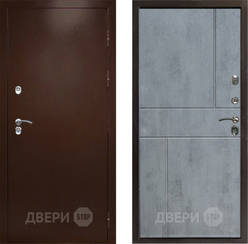 Входная металлическая Дверь Престиж TERMO с терморазрывом Снегирь Медь Горизонт Бетон темный в Химках