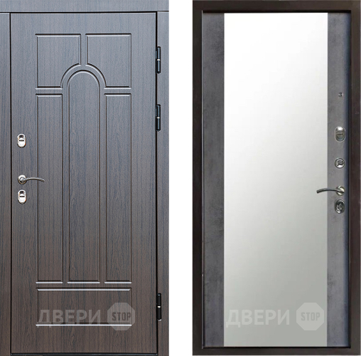 Входная металлическая Дверь Престиж TERMO с терморазрывом Арка Зеркало Бетон темный в Химках