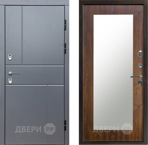 Входная металлическая Дверь Престиж TERMO с терморазрывом Горизонт Грэй Зеркало пастораль Дуб в Химках
