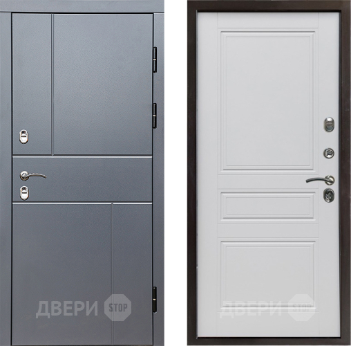 Входная металлическая Дверь Престиж TERMO с терморазрывом Горизонт Грэй Классика Белый матовый в Химках