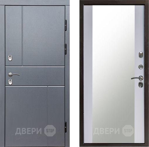 Дверь Престиж TERMO с терморазрывом Горизонт Грэй Зеркало Белый софт в Химках