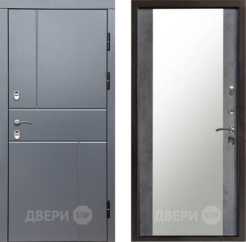 Входная металлическая Дверь Престиж TERMO с терморазрывом Горизонт Грэй Зеркало Бетон темный в Химках
