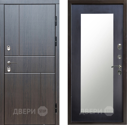 Входная металлическая Дверь Престиж TERMO с терморазрывом Горизонт Венге Зеркало пастораль Венге в Химках