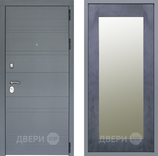 Дверь Заводские двери Лира Софт графит Зеркало Модерн Бетон темный в Химках