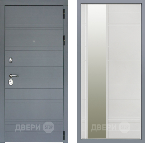 Дверь Заводские двери Лира Софт графит Зеркало Лира Белый софт в Химках