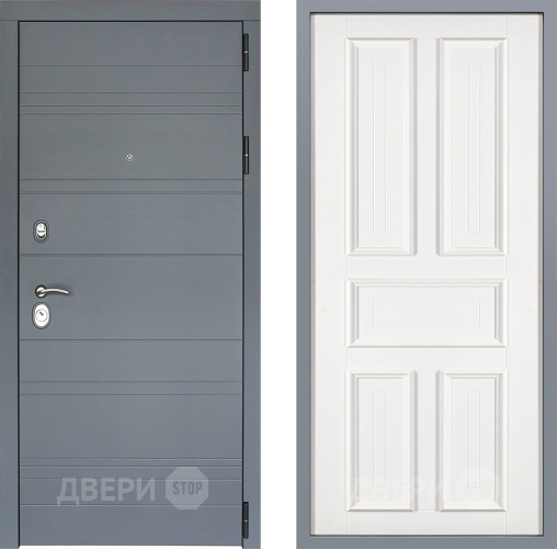 Дверь Заводские двери Лира Софт графит Уругвай Белый софт в Химках
