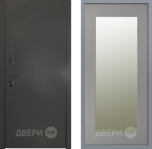 Дверь Заводские двери Эталон 3к антик серебро Зеркало Модерн Грей софт в Химках