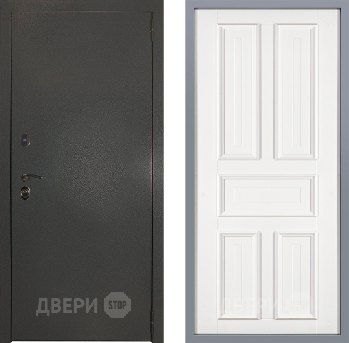 Дверь Заводские двери Эталон 3к антик серебро Уругвай Белый софт в Химках