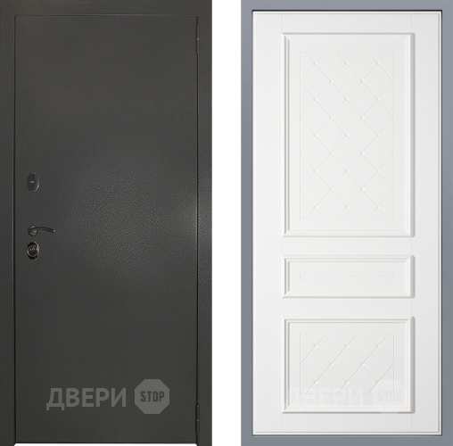 Дверь Заводские двери Эталон 3к антик серебро Урбино Белый софт в Химках