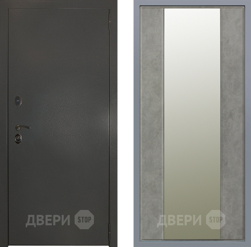 Дверь Заводские двери Эталон 3к антик серебро Зеркало Макси Бетон темный в Химках