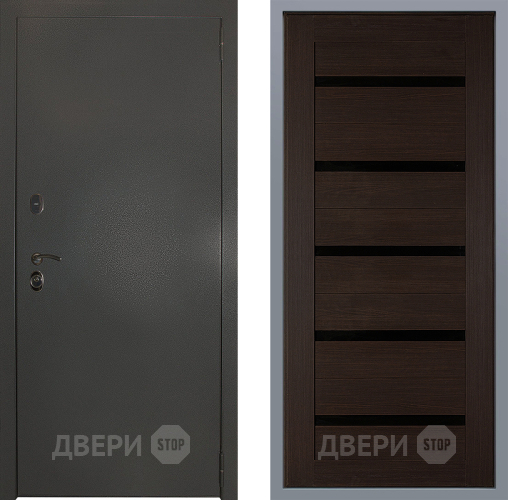 Дверь Заводские двери Эталон 3к антик серебро СБ-1 орех тисненый в Химках