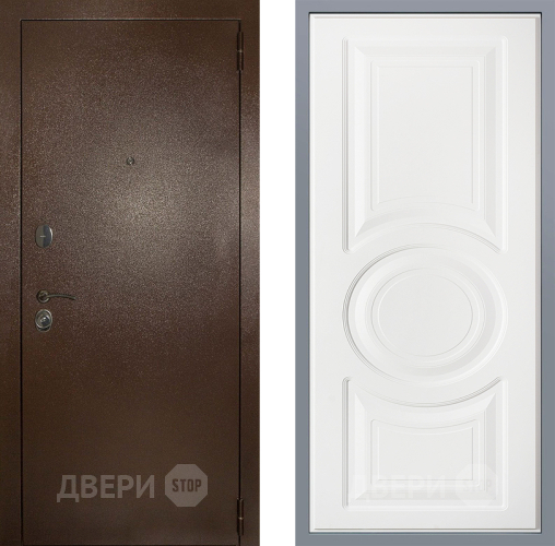 Дверь Заводские двери Эталон 3к антик медь Неаполь Лофт белый в Химках