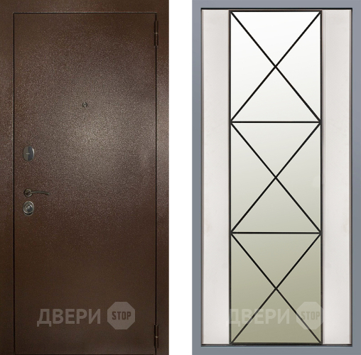 Дверь Заводские двери Эталон 3к антик медь Зеркало Перфекто Структурное дерево в Химках
