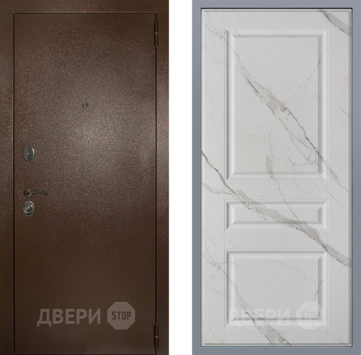 Дверь Заводские двери Эталон 3к антик медь Стокгольм Мрамор белый в Химках