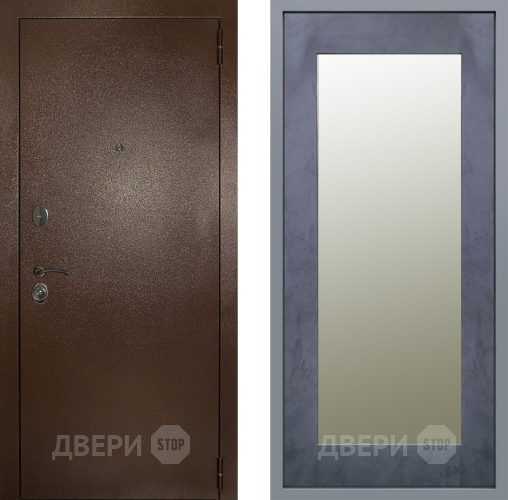 Дверь Заводские двери Эталон 3к антик медь Зеркало Модерн Бетон темный в Химках