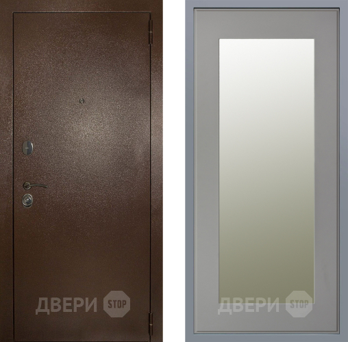 Дверь Заводские двери Эталон 3к антик медь Зеркало Модерн Грей софт в Химках