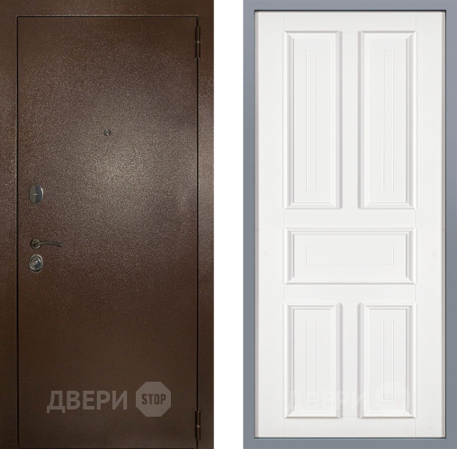 Дверь Заводские двери Эталон 3к антик медь Уругвай Белый софт в Химках