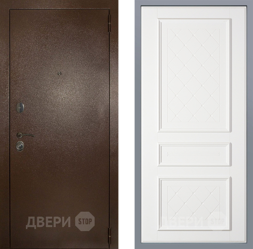 Дверь Заводские двери Эталон 3к антик медь Урбино Белый софт в Химках