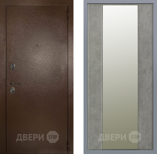 Дверь Заводские двери Эталон 3к антик медь Зеркало Макси Бетон темный в Химках