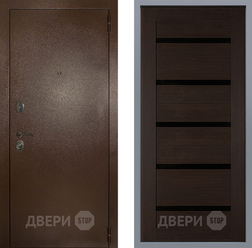 Дверь Заводские двери Эталон 3к антик медь СБ-1 орех тисненый в Химках