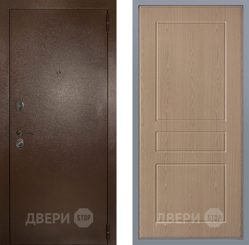 Дверь Заводские двери Эталон 3к антик медь К-2 Беленый дуб в Химках