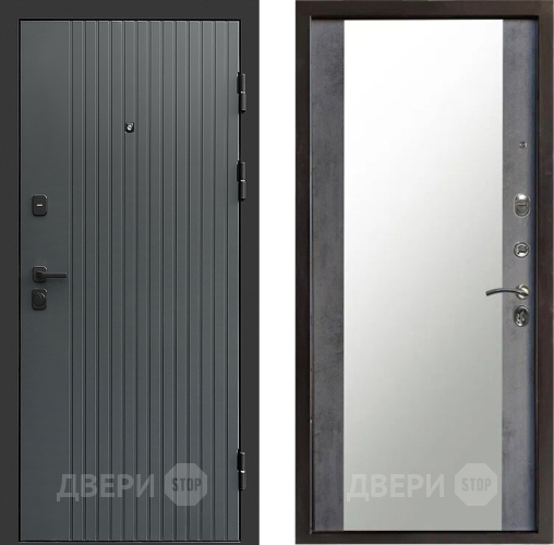 Входная металлическая Дверь Престиж Tvist Grey Зеркало Бетон темный в Химках