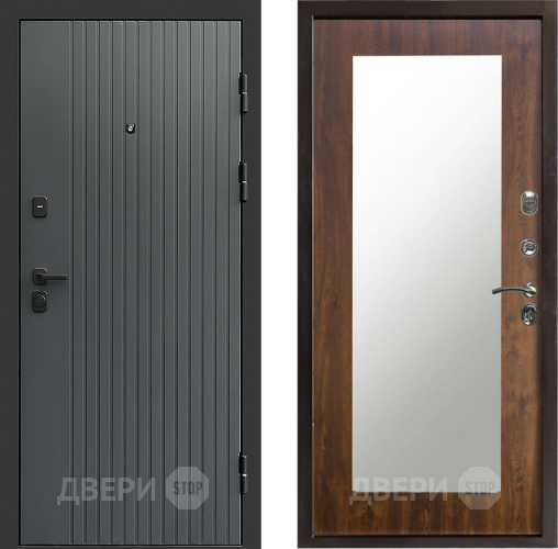 Входная металлическая Дверь Престиж Tvist Grey Зеркло Пастораль Дуб в Химках