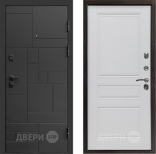 Входная металлическая Дверь Престиж Kvadro Классика Белый матовый в Химках
