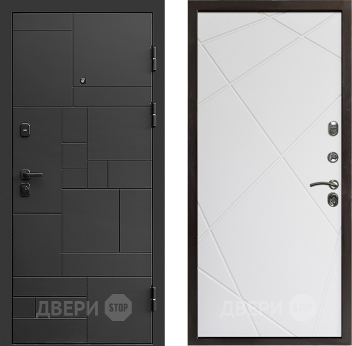 Входная металлическая Дверь Престиж Kvadro Лучи Бетон белый в Химках