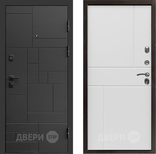 Входная металлическая Дверь Престиж Kvadro Горизонт Бетон белый в Химках