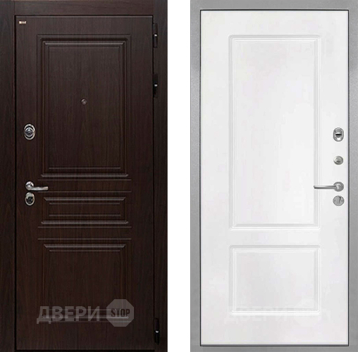 Входная металлическая Дверь Интекрон (INTECRON) Брайтон Тиковое Дерево КВ-2 Белый матовый в Химках