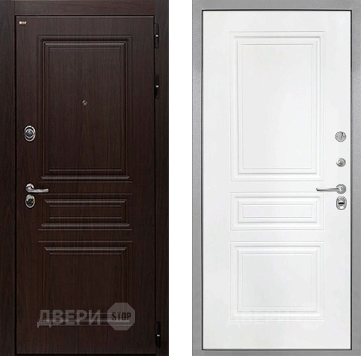 Входная металлическая Дверь Интекрон (INTECRON) Брайтон Тиковое Дерево ФЛ-243 Белый матовый в Химках