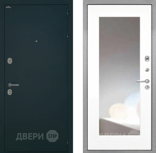 Входная металлическая Дверь Интекрон (INTECRON) Греция ФЛЗ-120-М Зеркало Белый матовый в Химках